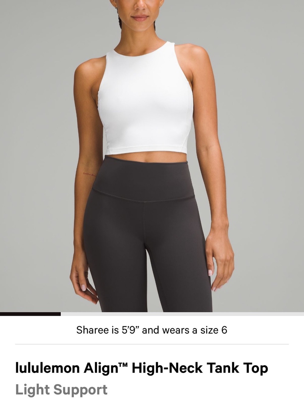 lululemon athletica High-Neck Crop Tank Top in White